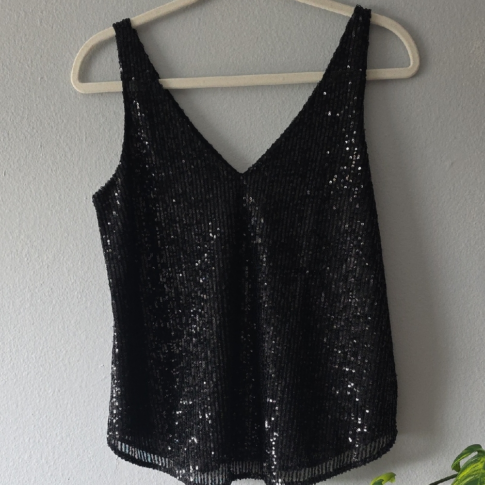 LOFT Black Sequin Camisole